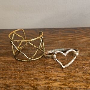 Gold and Silver Heart Bracelet Set